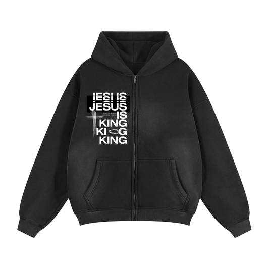 Jesus Is King Oversized Zip-Up Hoodie