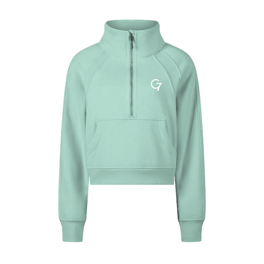 Green - G7 Women's Cropped Half-Zip Sweatshirt